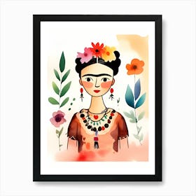 Frida Kahlo Caricature Portrait 1 Art Print