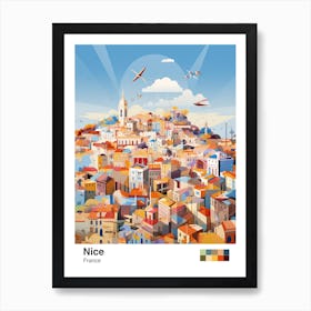 Nice, France, Geometric Illustration 2 Poster Art Print