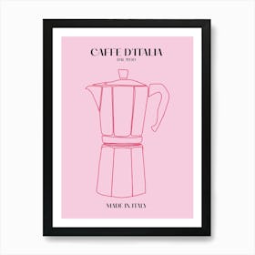 Italian Coffee Poster Pink Espresso Illustration Vintage Coffee Print Illustrations Gift Art Print