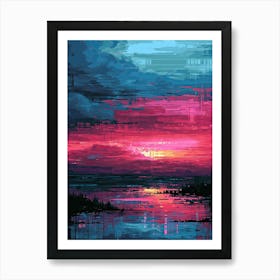 Sunset Painting | Pixel Art Series Art Print