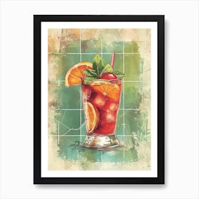 Pimm S Cup Watercolour Inspired Illustration 4 Art Print