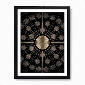 Geometric Glyph Radial Array in Glitter Gold on Black n.0410 Art Print