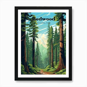 Redwood National Park California Nature Travel Art Illustration Art Print