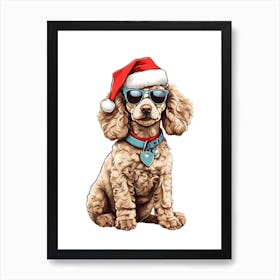 Christmas Poodle Dog Art Print