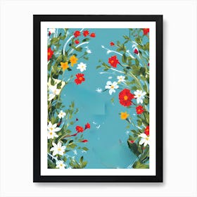 Flowers In A Wreath, flower art Art Print