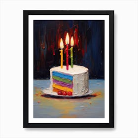 A Slice Of Birthday Cake Oil Painting 1 Art Print