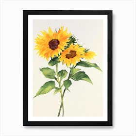 Sunflower Vintage Flowers Flower Art Print