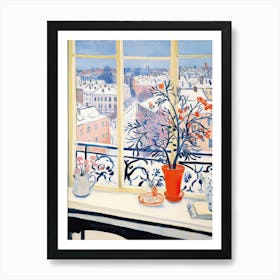 The Windowsill Of Vienna   Austria Snow Inspired By Matisse 4 Art Print