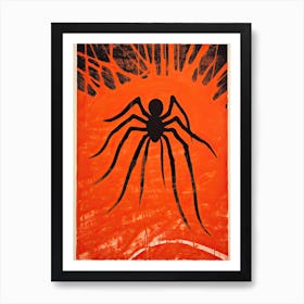 Spider, Woodblock Animal  Drawing 4 Art Print