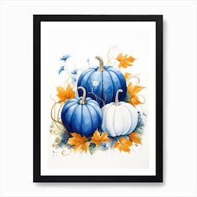 Australian Blue Pumpkin Watercolour Illustration 2 Art Print