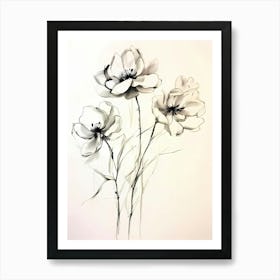 Black And White Flowers 11 Art Print