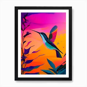 Hummingbird At Sunset Abstract Still Life Art Print