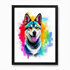 Swedish Vallhund Rainbow Oil Painting Dog Art Print