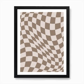 Warped Checker Beige Art Print