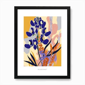Colourful Flower Illustration Poster Bluebonnet 3 Art Print
