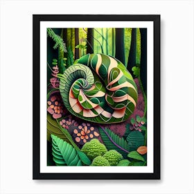Garden Snail In Forest Patchwork Art Print
