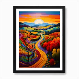 English Countryside Organic Contours Art Print