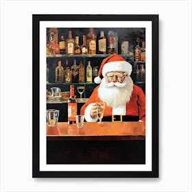 Sad Santa Claus At The Bar Art Print