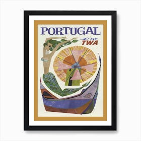 Fly Twa Portugal David Klein 1960s Art Print
