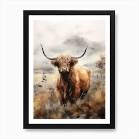 Highland Cow Under The Cloudy Sky 3 Art Print