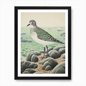 Ohara Koson Inspired Bird Painting Grey Plover 4 Art Print