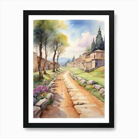 Watercolor Of An Ancient Road.1 Art Print