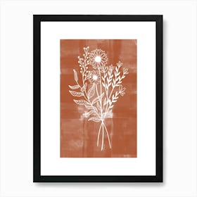 Brushed Terracotta Wildflower Print Art Print