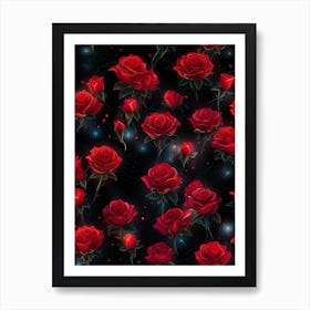 Red Roses Seamless Pattern Art Print