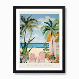 Poster Of Miami Beach, Florida, Matisse And Rousseau Style 4 Art Print