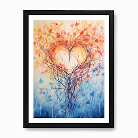 Orange To Blue Gradient Tree Heart 2 Art Print