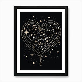 Black Background Celestial Heart  2 Art Print