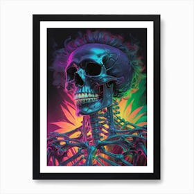Neon Iridescent Skull Painting (15) Art Print