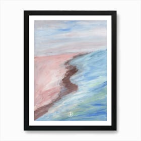 Shoreline - - hand painted impressionism vertical brush strokes nature landscape sea sky beach Art Print