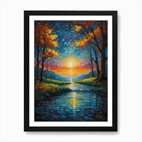 Sunset By The River 3 Art Print