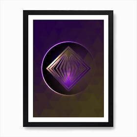 Geometric Neon Glyph on Jewel Tone Triangle Pattern 150 Art Print