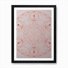 Geometric Abstract Glyph Circle Array in Tomato Red n.0032 Art Print