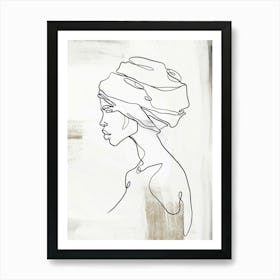 Female Face One Line Drawing Art Print