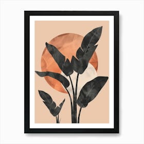 Sunset With Banana Leaves Art Print