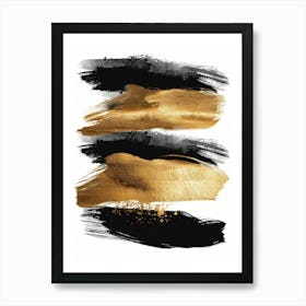 Gold And Black Brush Strokes 36 Art Print