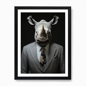 Rhinoceros Wearing A Suit 2 Art Print