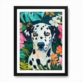 Dalmatian Dog Floral Garden Art Print