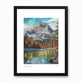 Rocky Mountains Usa Pencil Sketch 2 Watercolour Travel Poster Art Print