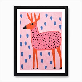 Pink Polka Dot Elk 2 Art Print