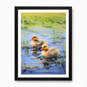 Ducklings Impressionism Style 3 Art Print