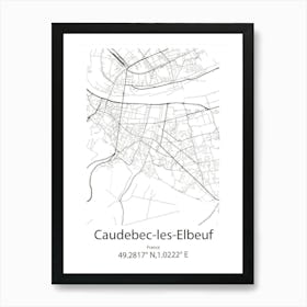 Caudebec Les Elbeuf,France Minimalist Map Art Print