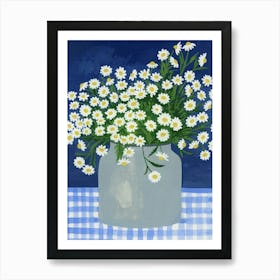 Bouquet Daisies Vase Goauche Painting Art Print