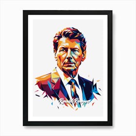 Ronald Reagan 02 Portrait WPAP Pop Art Art Print