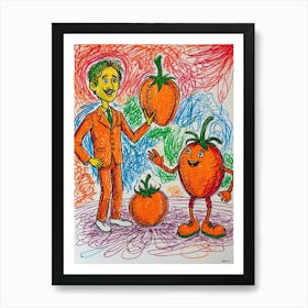 Man And A Tomato Art Print