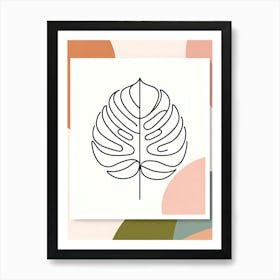 Monstera Leaf Minimalist AI Art Print