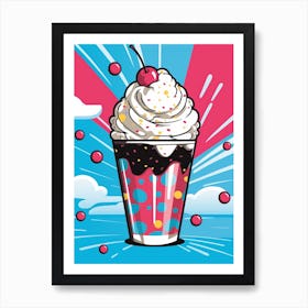 Pop Art Ice Cream Sunday Polka Dots 1 Art Print